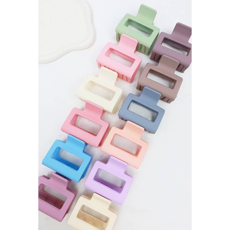 24-Pcs Matte Color Rectangle Medium Hair Clip