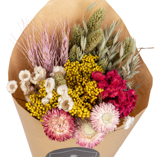 Mixed Dried Bouquet - Natural, Pink, White, Yellow