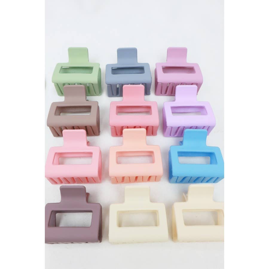 24-Pcs Matte Color Rectangle Medium Hair Clip