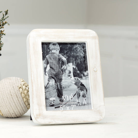 Wood 10 in White Rounded Corner Photo Frame 5X7