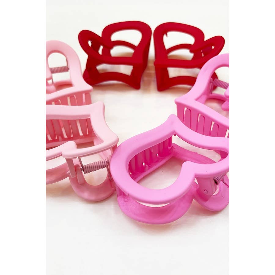 2 pcs Heart Matte Heart Hair Claw Clip