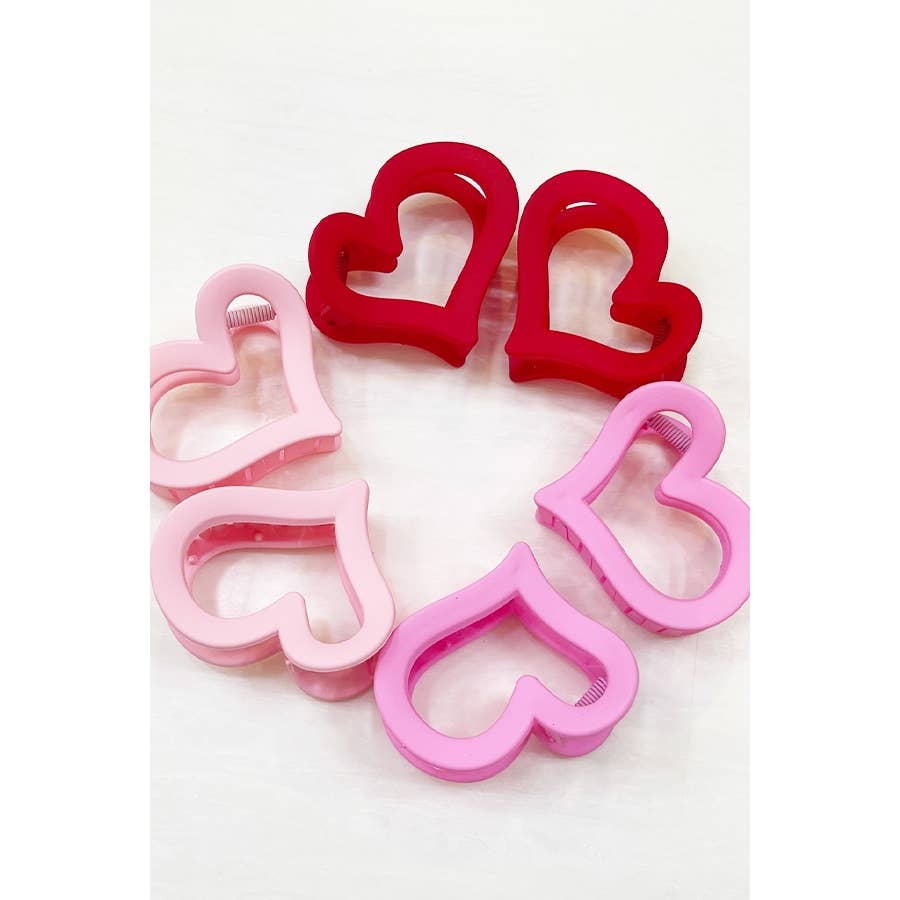 2 pcs Heart Matte Heart Hair Claw Clip