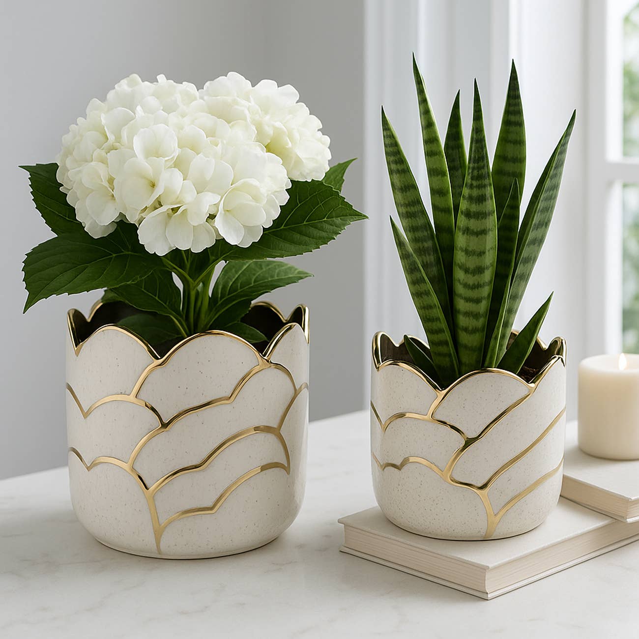Ivory/Gold Clouds Planter