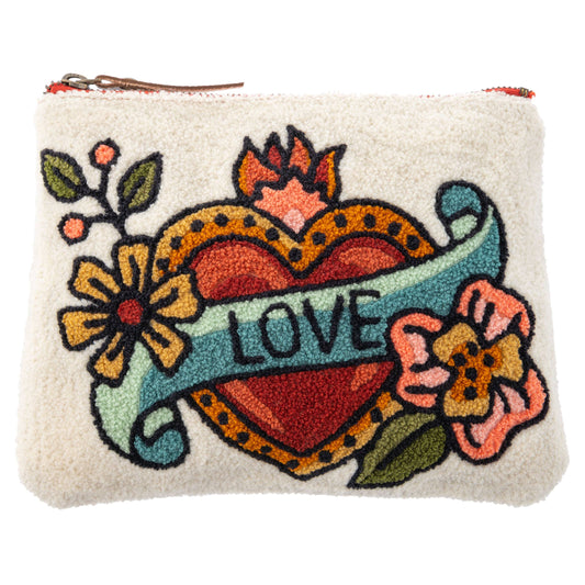 Embroidered Zip Pouch - Love