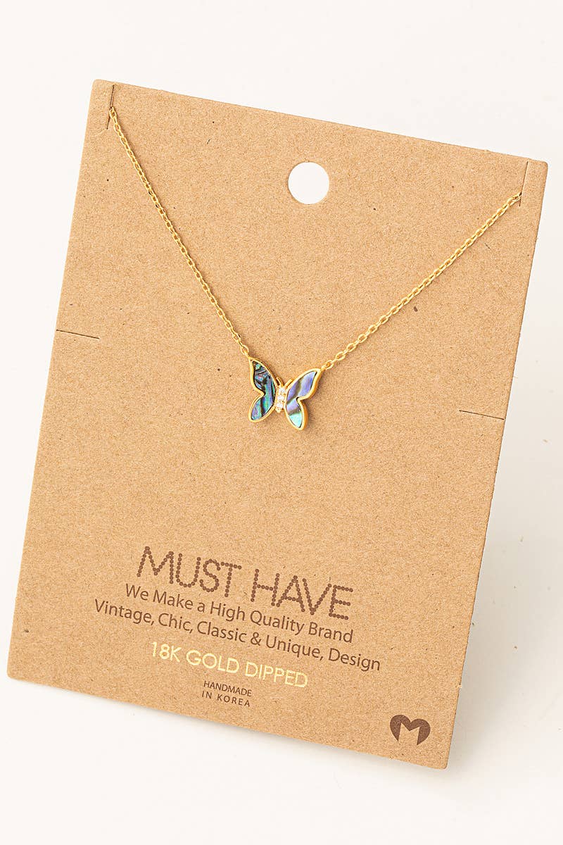 Gold Dipped Mini Butterfly Pendant Necklace