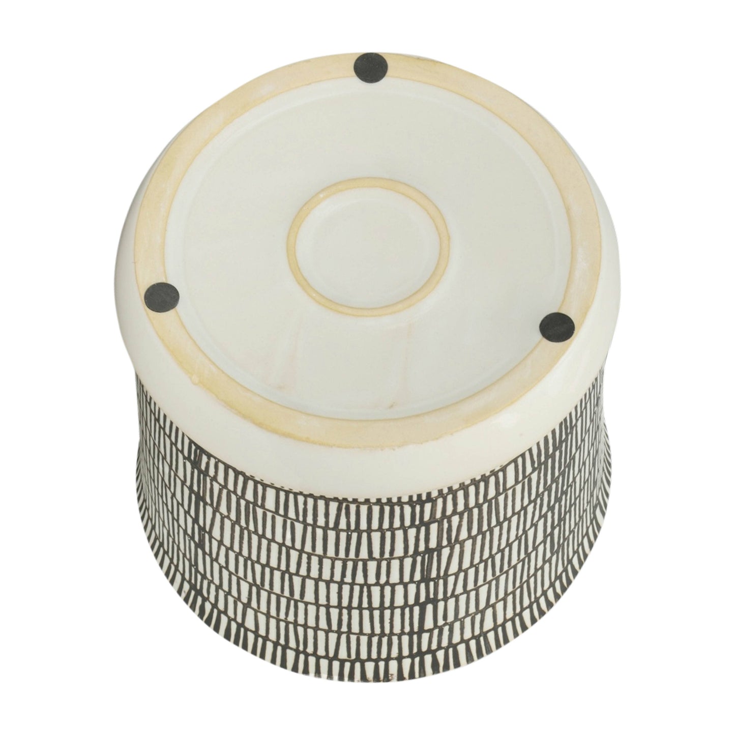 Ivory Black Line Pot with Saucer