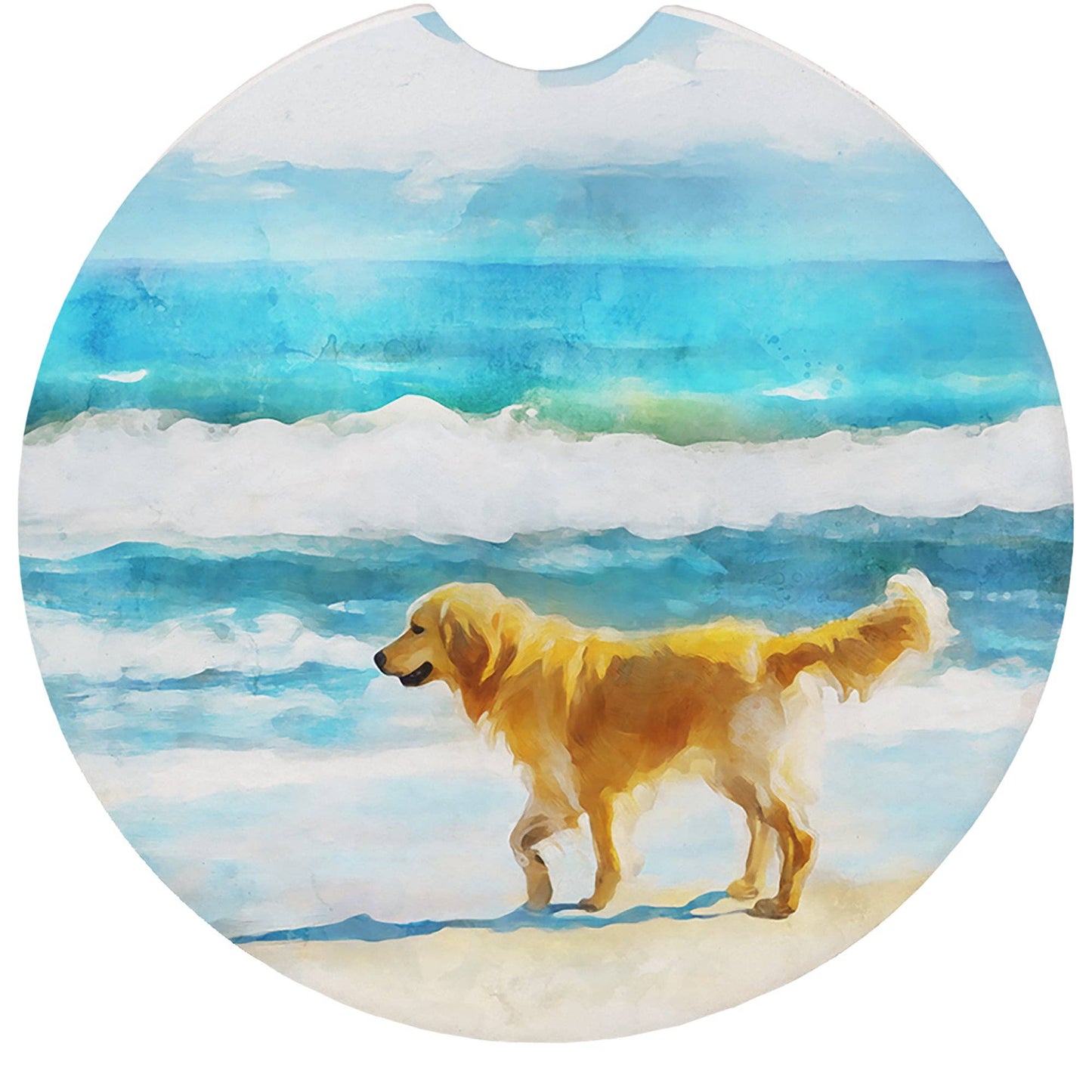Dog Beach Scene - Car Coasters