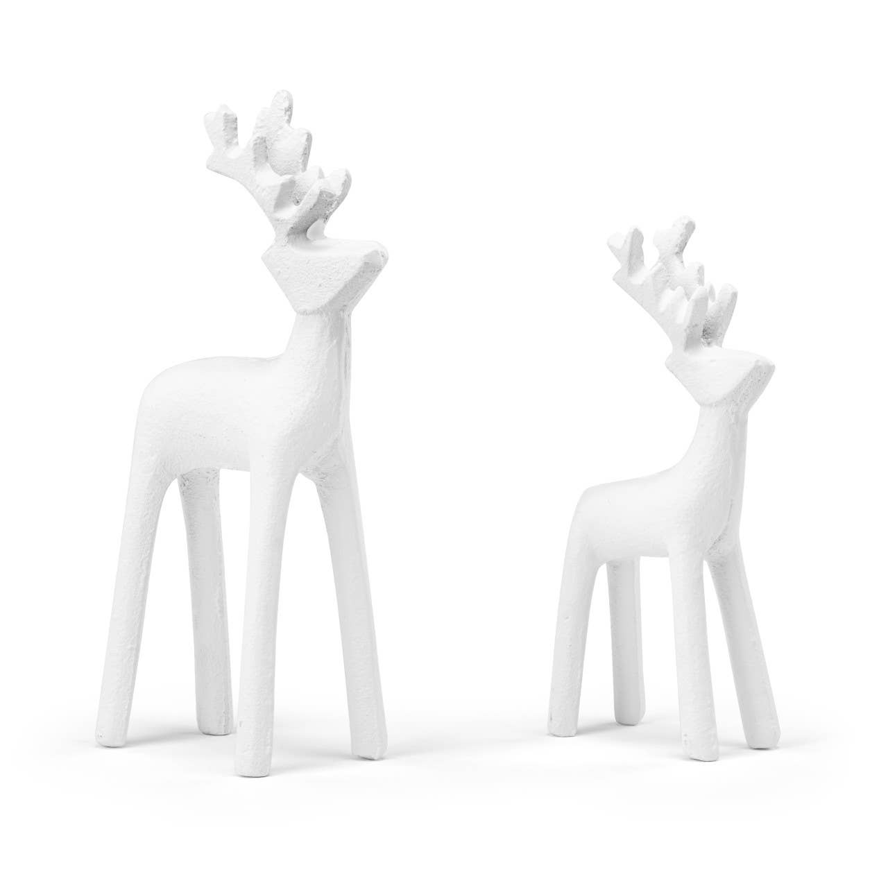 Cast Iron White Reindeer - Set of 2