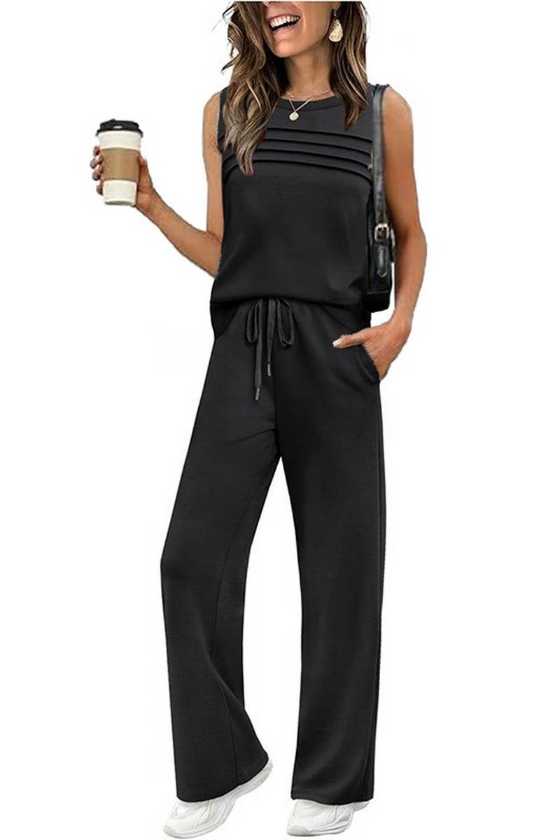 CWSTB01049_RUCHED TANK TOP TWO PIECE SET