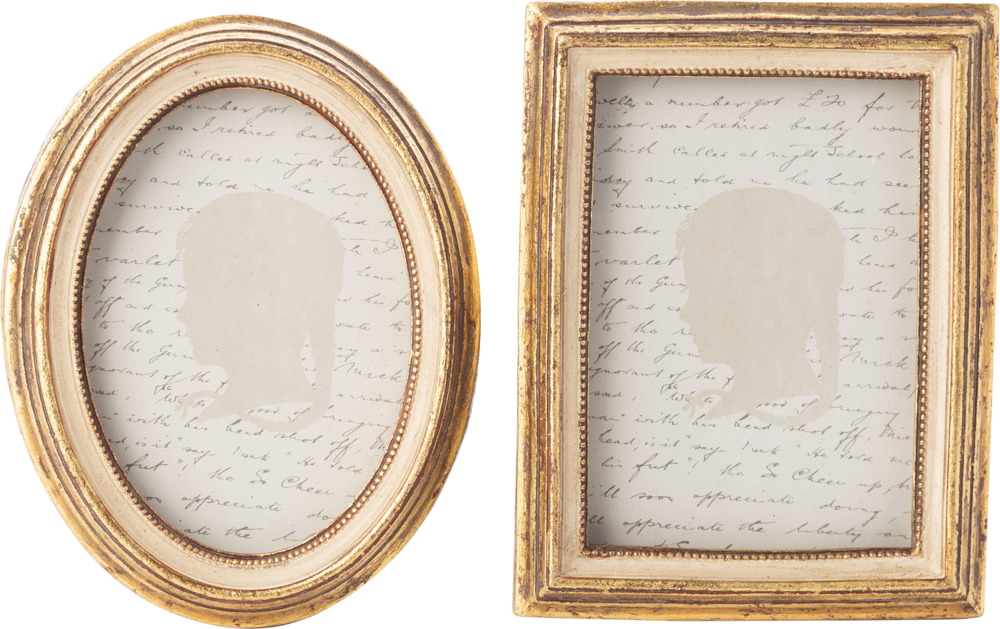 A76117:2 Asst'd antique cream/gold mini frame,resin 3x4 n