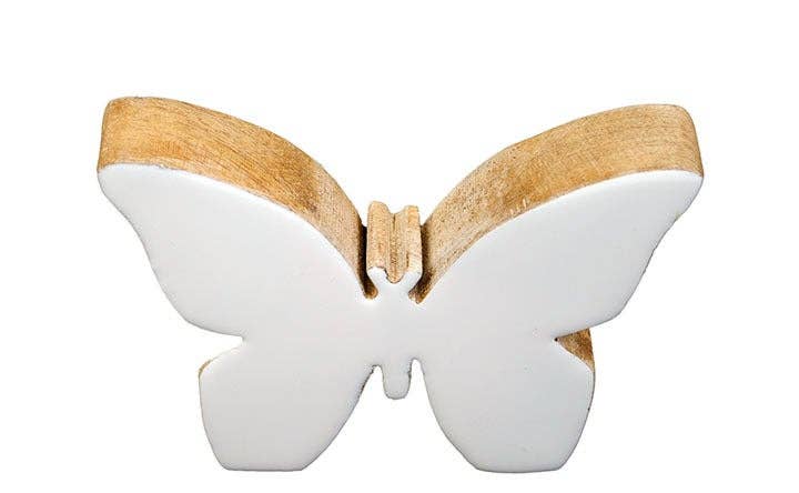 Wood Butterfly with White Enamel Finish