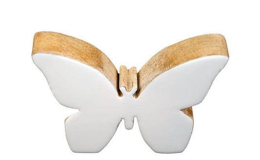 Wood Butterfly with White Enamel Finish