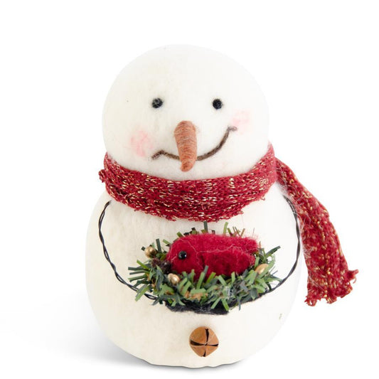 Snowman Holding Cardinal