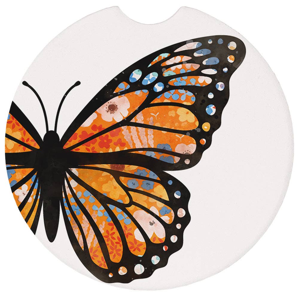 Monarch Florals Right - Car Coasters