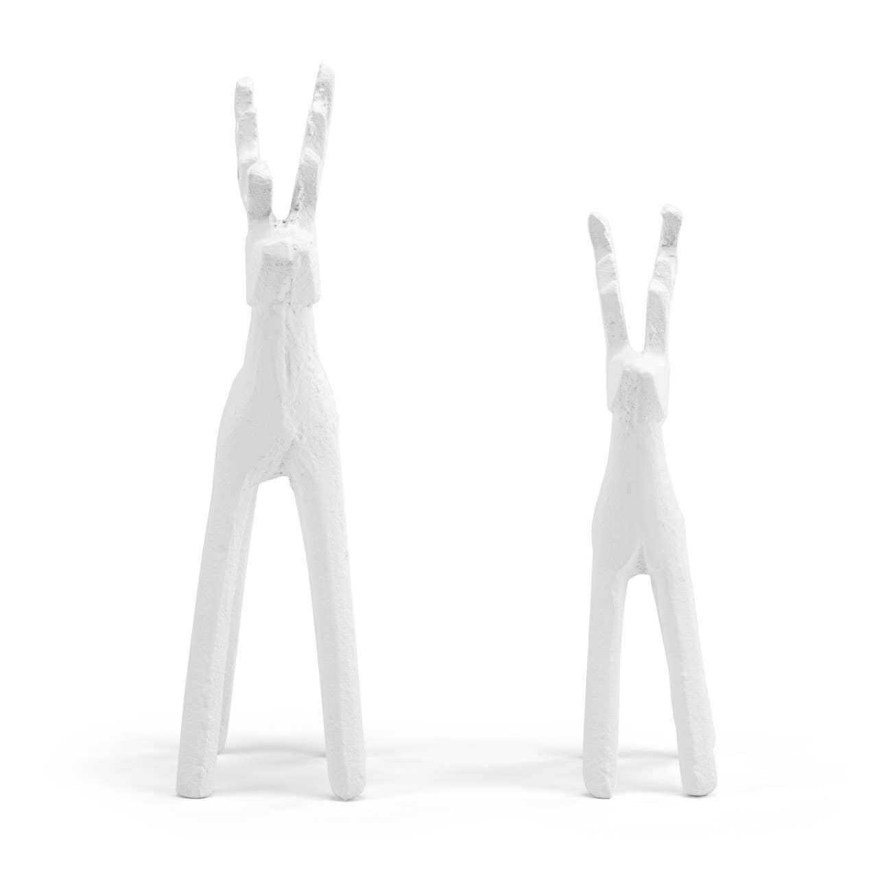 Cast Iron White Reindeer - Set of 2