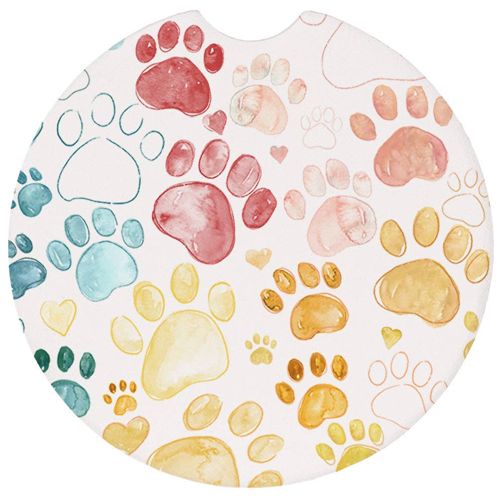 Paw Prints Colorful - Car Coasters