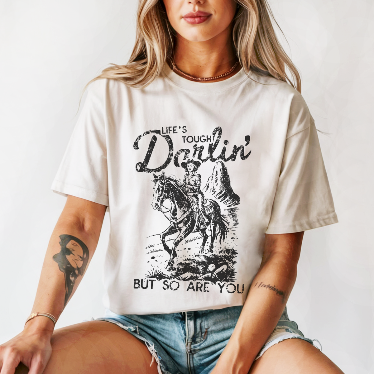 Life's Tough Darlin Western Graphic Tee | Vintage Cowgirl