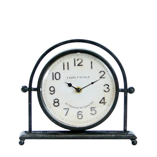 Iron 9 in. White Traditional Table Clock