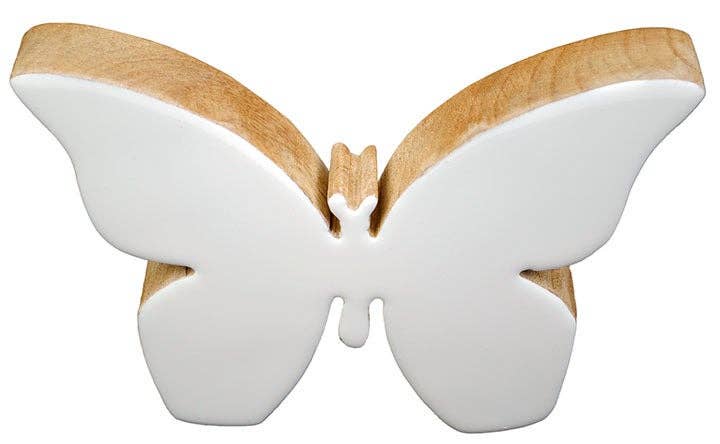Wood Butterfly with White Enamel Finish