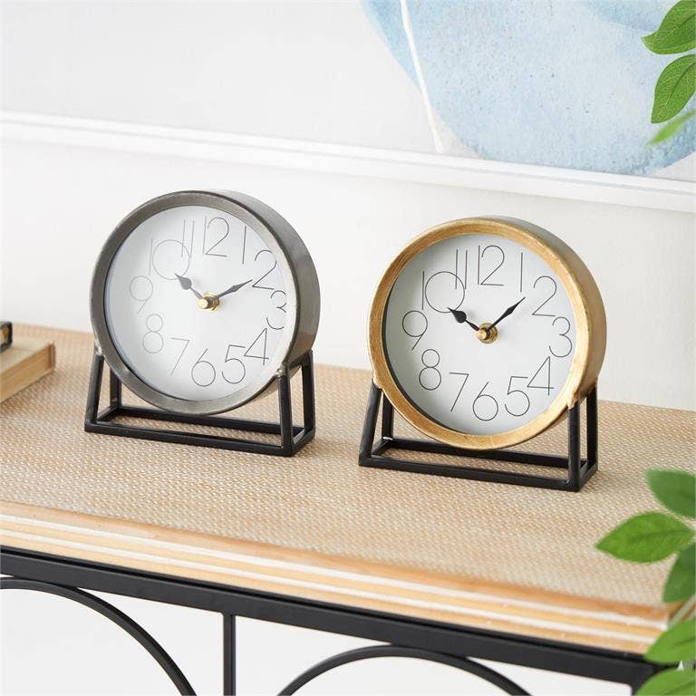 Metal Table Top Minimalist Gold & Silver Clock - Assortment