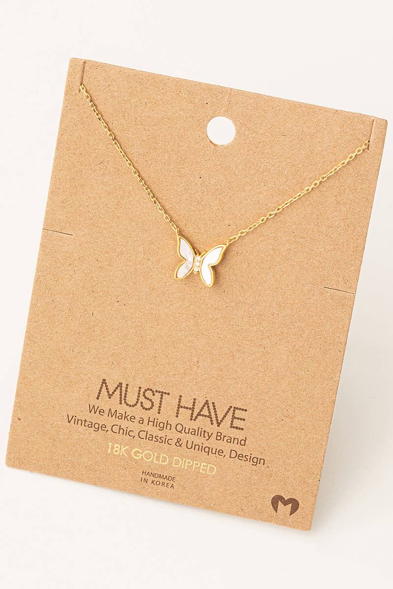 Gold Dipped Mini Butterfly Pendant Necklace