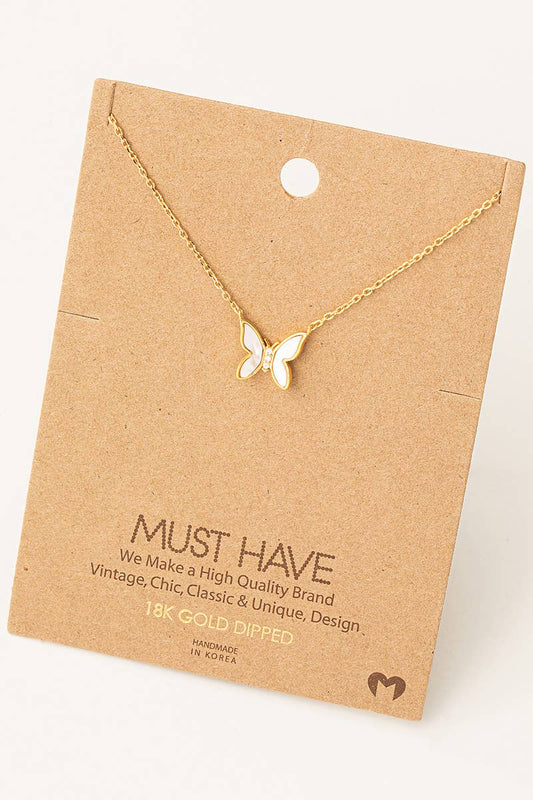 Gold Dipped Mini Butterfly Pendant Necklace
