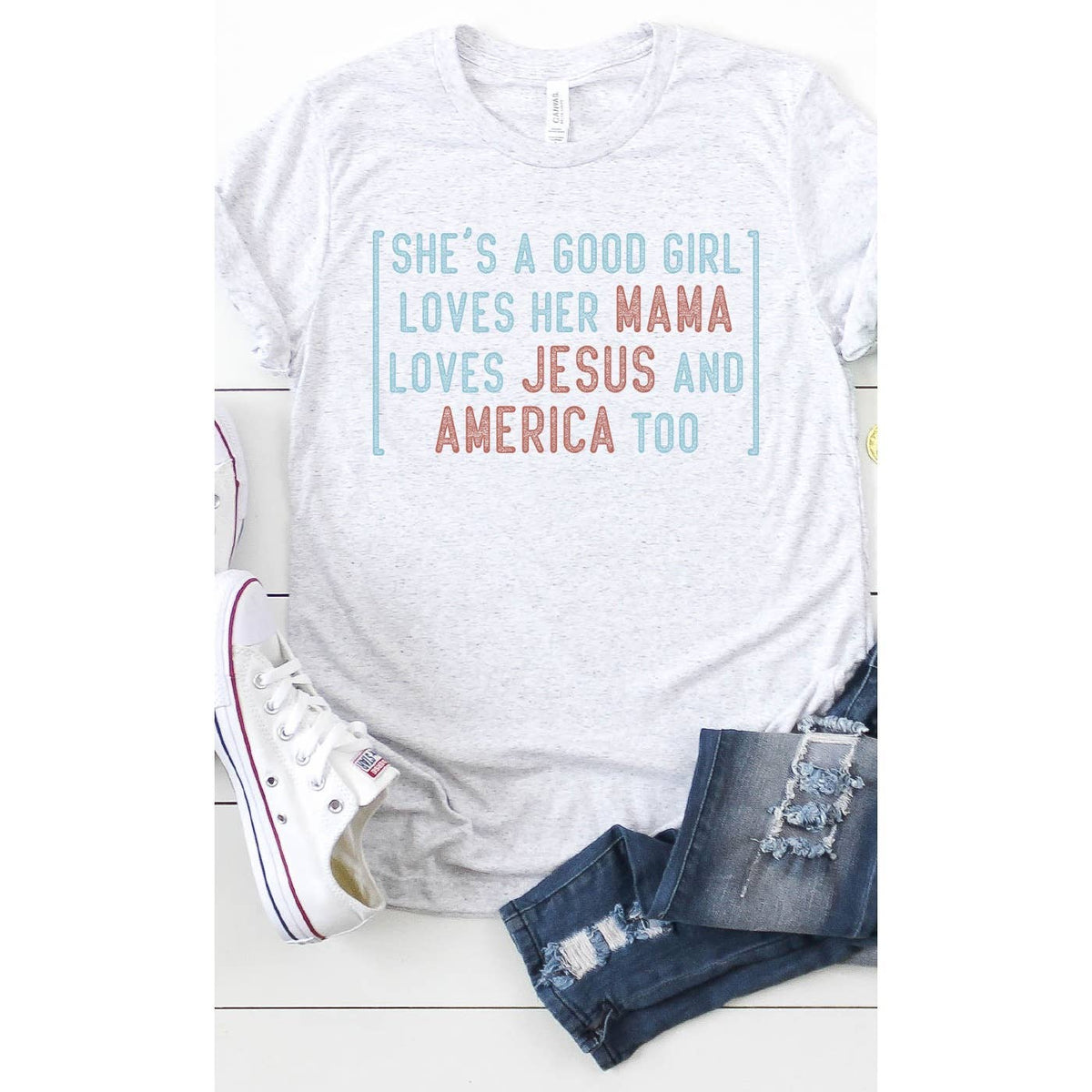 She's a Good Girl Throwback Rock Song America Patriotic Tee