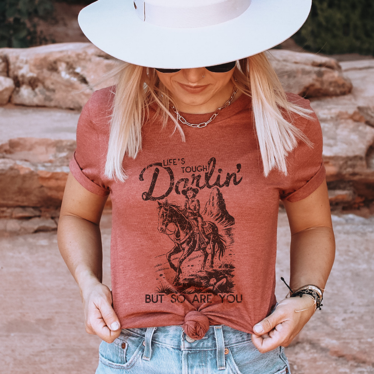 Life's Tough Darlin Western Graphic Tee | Vintage Cowgirl