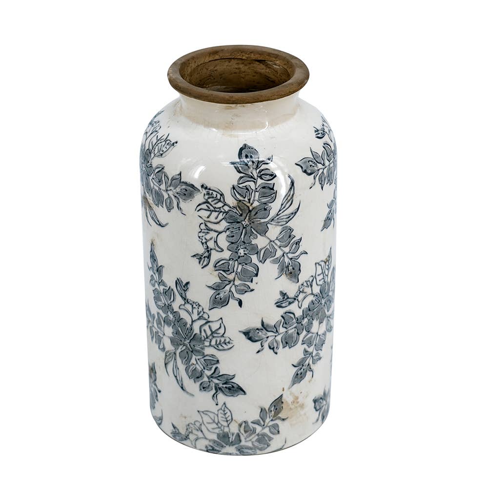 Midnight Blossom Ceramic Vase