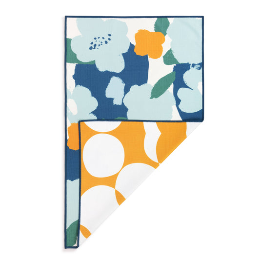 Blue Orange Poppy Absorbent Reversible Towel - 18x30in