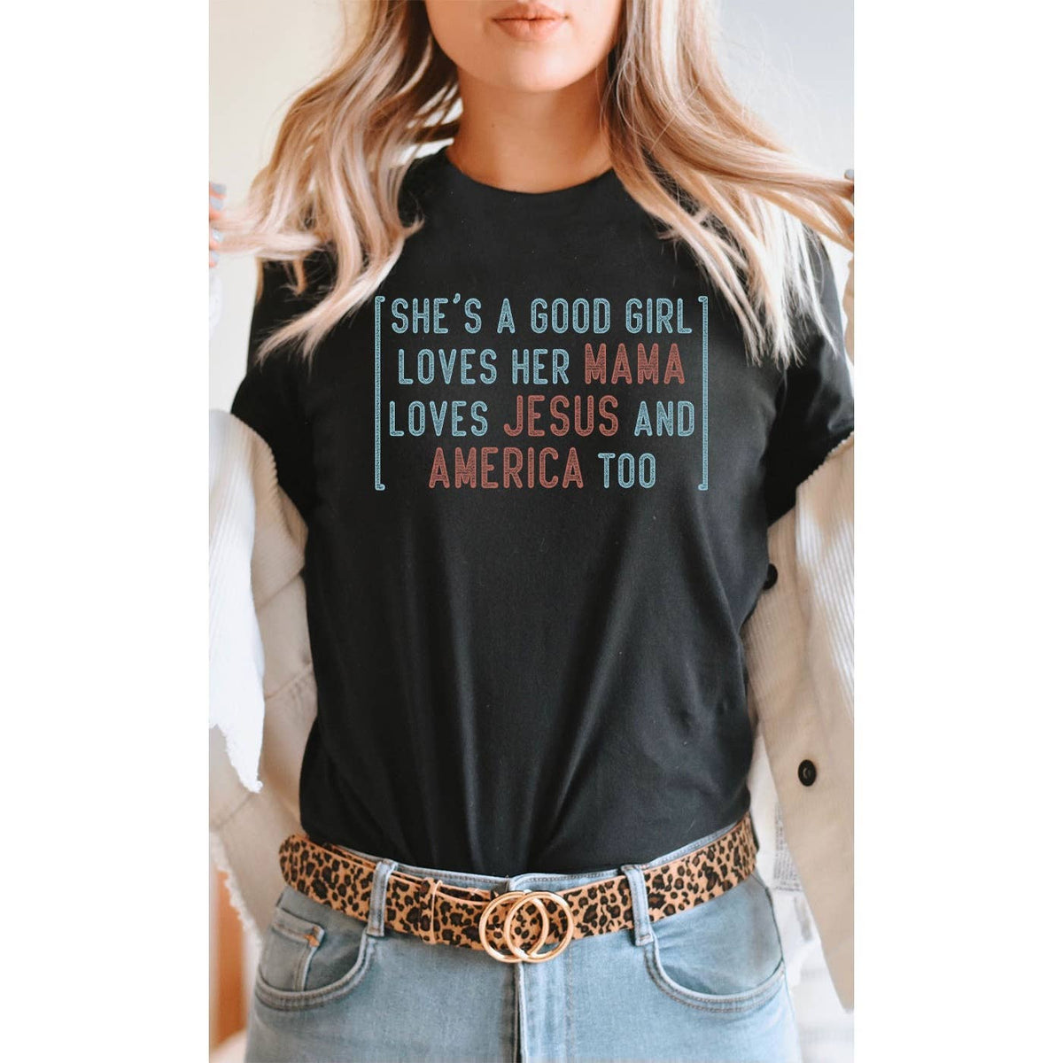 She's a Good Girl Throwback Rock Song America Patriotic Tee