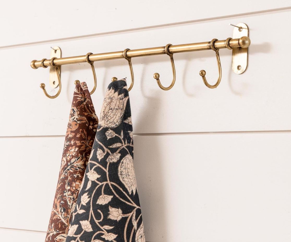 Antiqued Brass Metal Wall Hooks