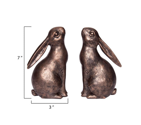 Bronze Bunny Bookends