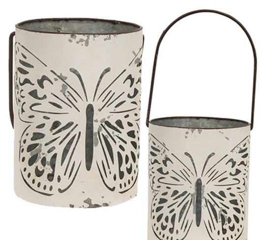 Butterfly Cutout Metal Bucket