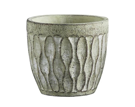 Cement Leaf Round Pot
