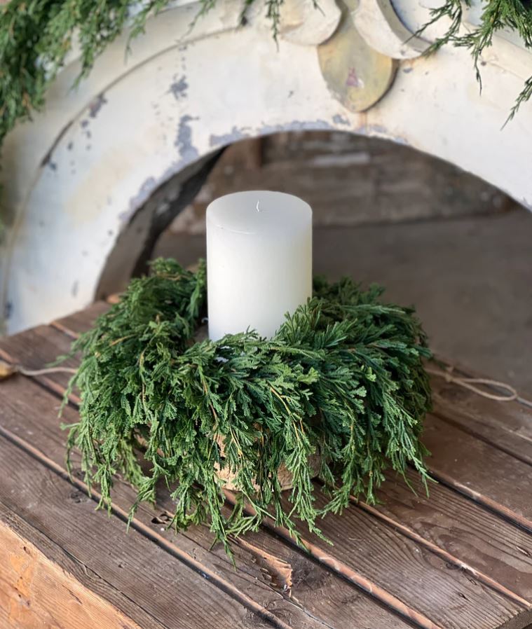 Soft Touch Cedar Wreath / Candle Ring 14"