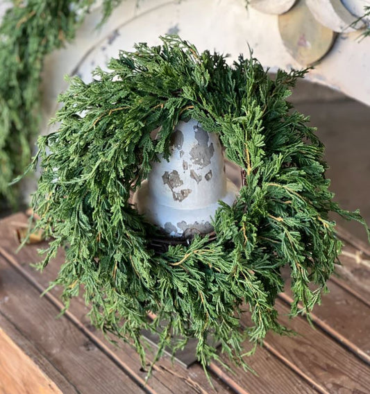 Soft Touch Cedar Wreath / Candle Ring 14"