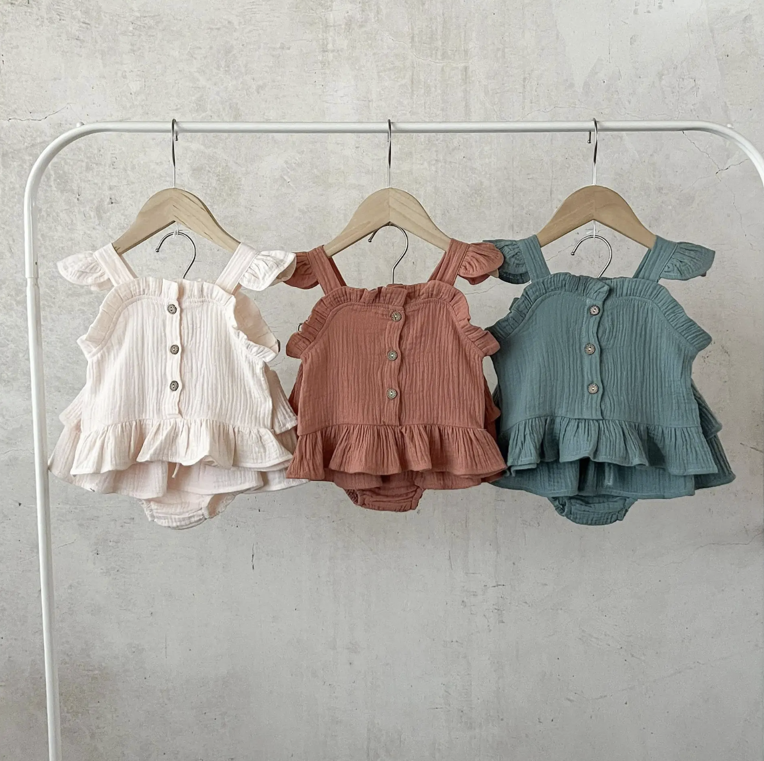 muslin cloth dress Summer Muslin Dress Set Terra Cotta / 6-12M