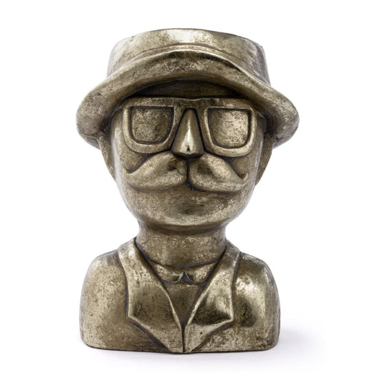 Man in Hat and Glasses Outdoor Planter