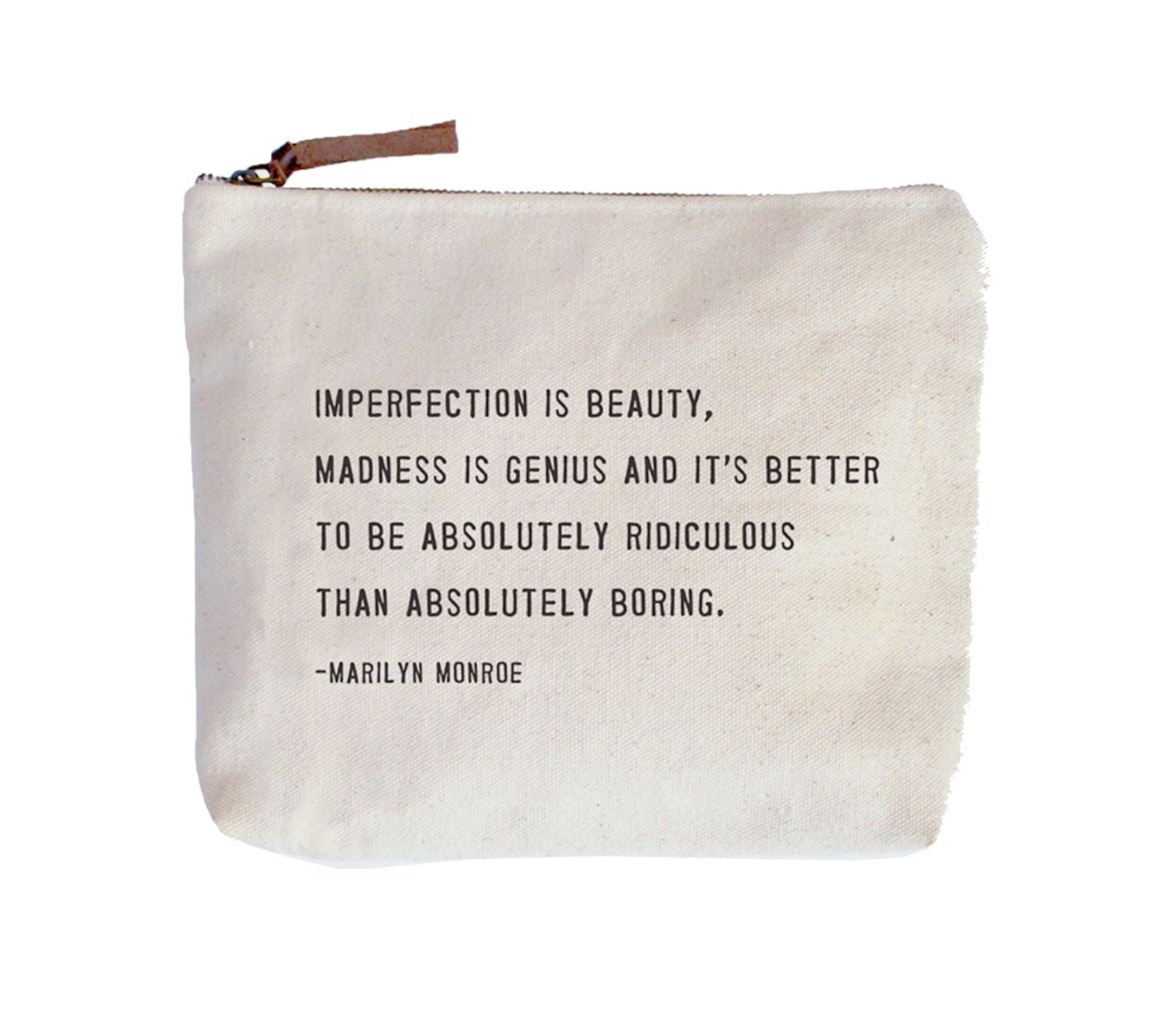 Imperfection Is Beauty Marilyn Monroe Canvas Zip Pouch