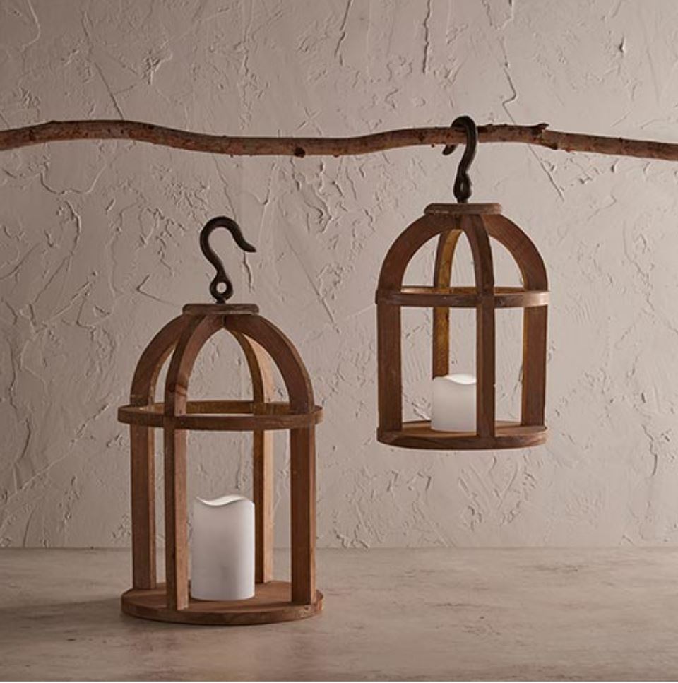 Wood Lantern with Hook