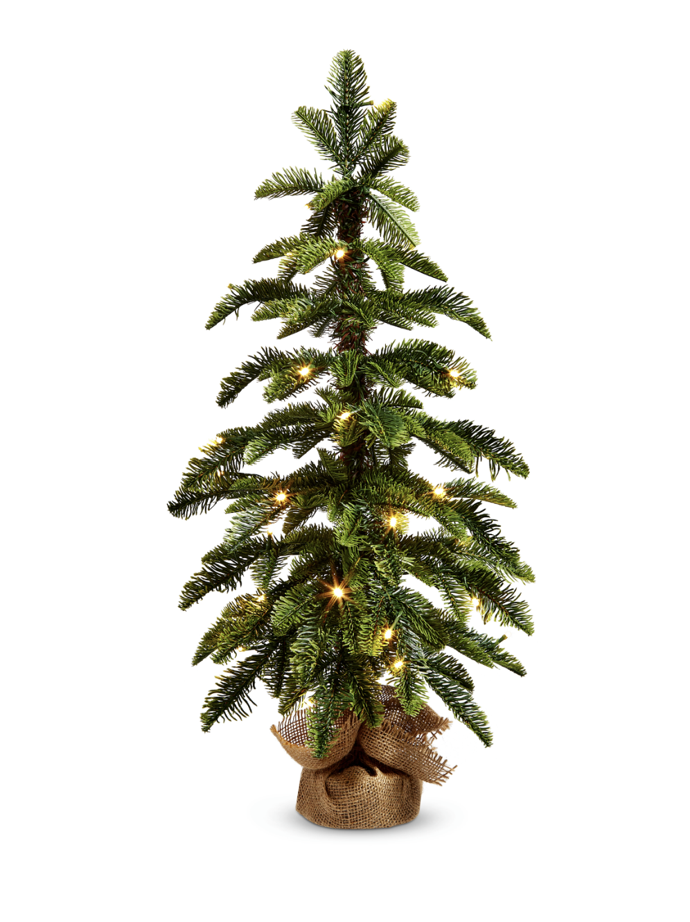 28" Lighted Pine in Burlap Bag