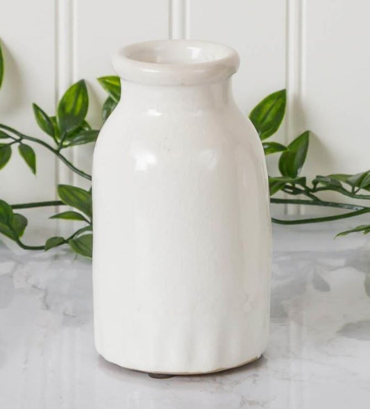 Crackled Milk Bottle Vase