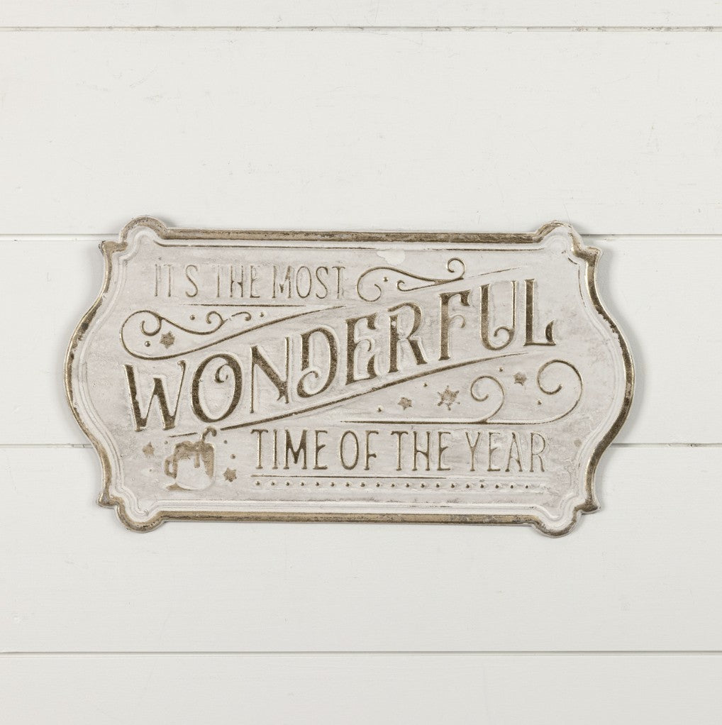 Most Wonderful Time Metal Sign - White/Gold