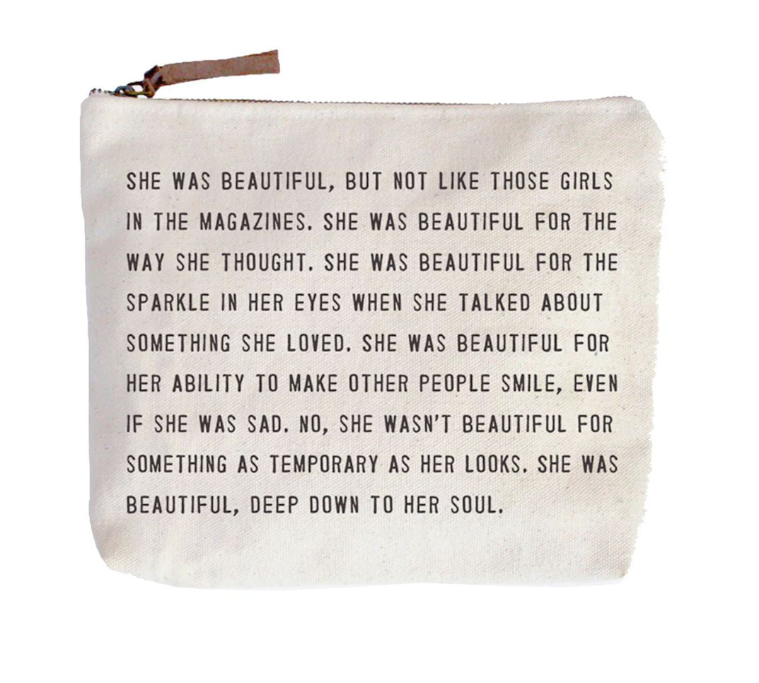 She Was Beautiful Canvas Zip Bag