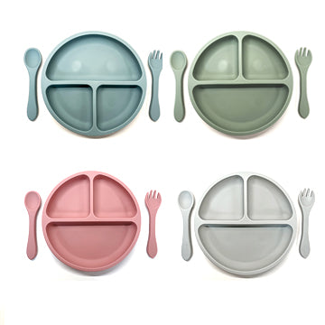 Silicone Suction Cup Plate with Utensils