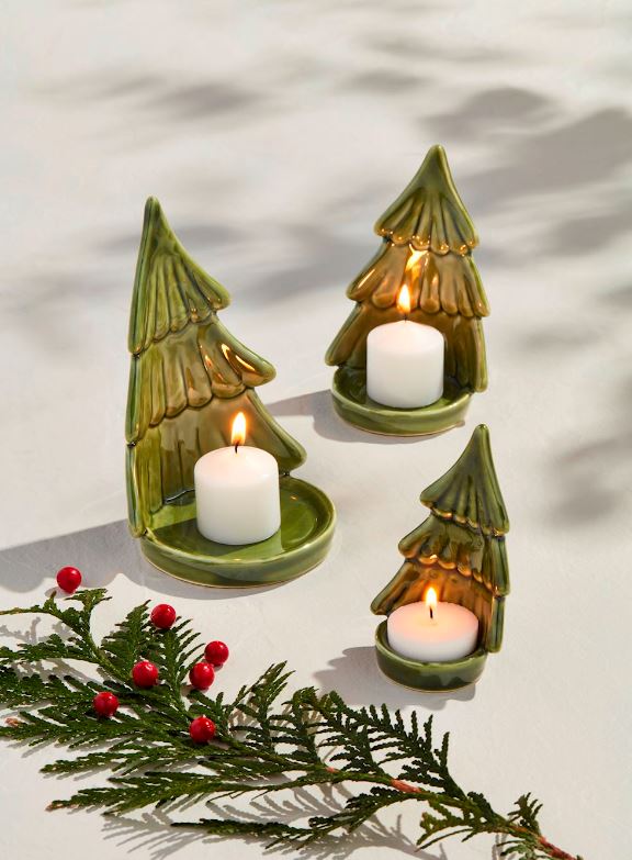 Ceramic Christmas Tree Votive Holders