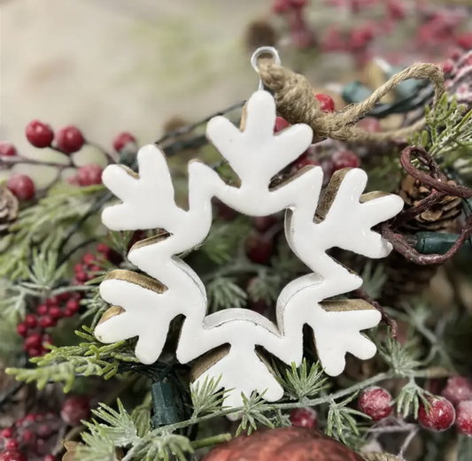 White Enamel Snowflake Ornament