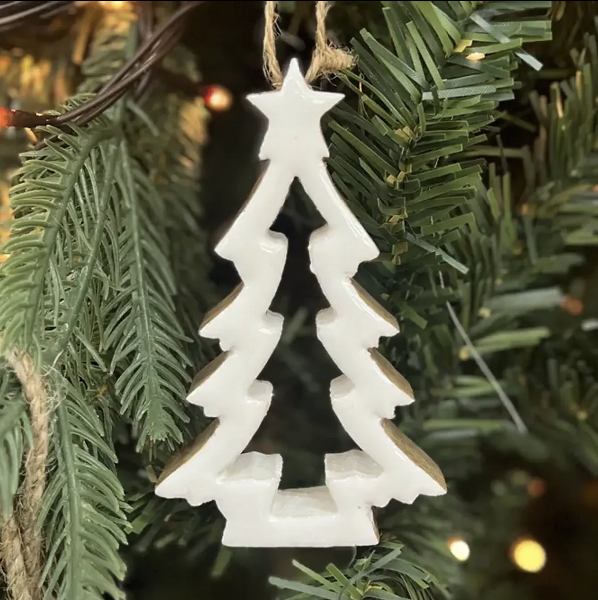 White Enamel Tree Ornament