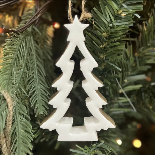 White Enamel Tree Ornament